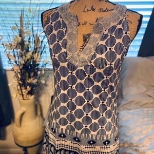 Super Cute  INC Top with Silver Beaded Neckline